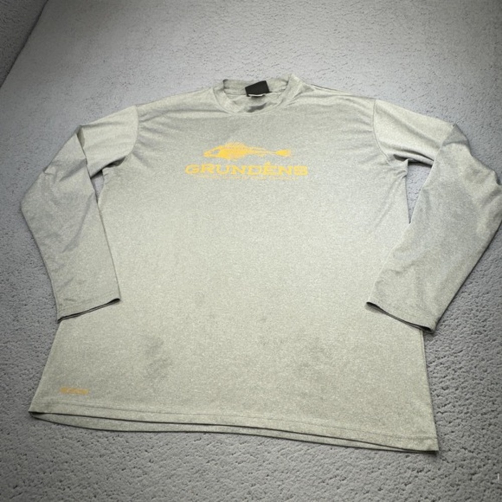 Grundens Shirt‎ Mens Large Gray Long Sleeve Performance Coolcore Fishing